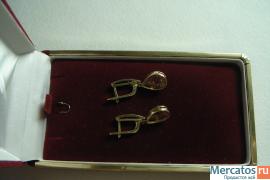 Золотые серьги итальянские 585 пр. с бриллиантами 4