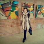 Шуба из щипаной нутрии с оригинальным воротником