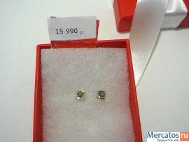 Продам новые серьги с изумрудом и бриллиантами 3